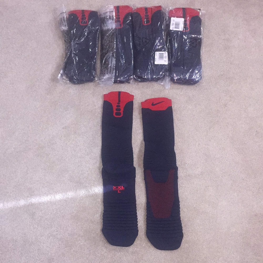 Nike elite socks xxl = 15 and up Navy w/red accent
